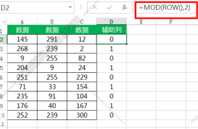 1.abc三列数据列 d列为辅助列 2.