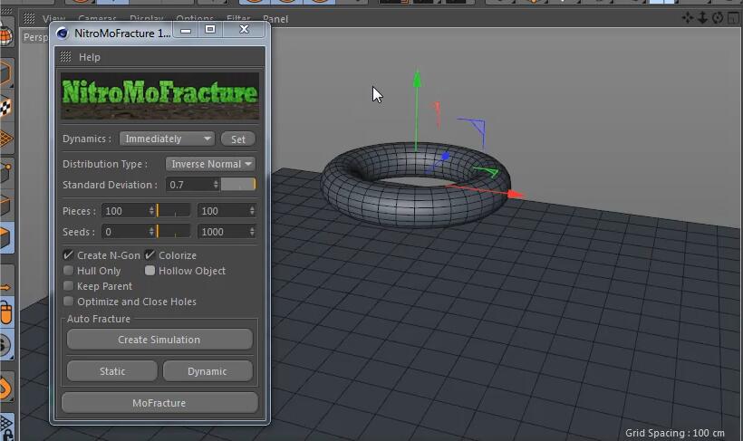 C4D动力学破碎插件：Nitro4D NitroMoFracture v1.04 汉化版