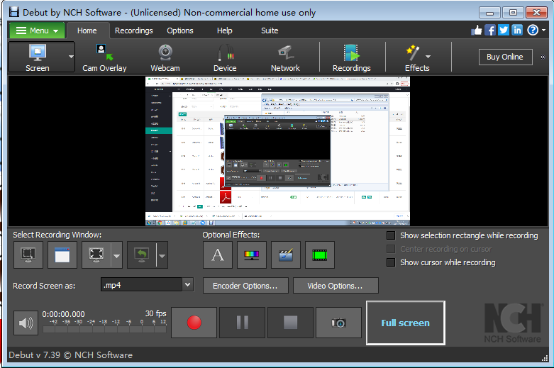 Debut Video Capture Software (屏幕录制软件) V7.39免费版安装图文教程、破解注册方法