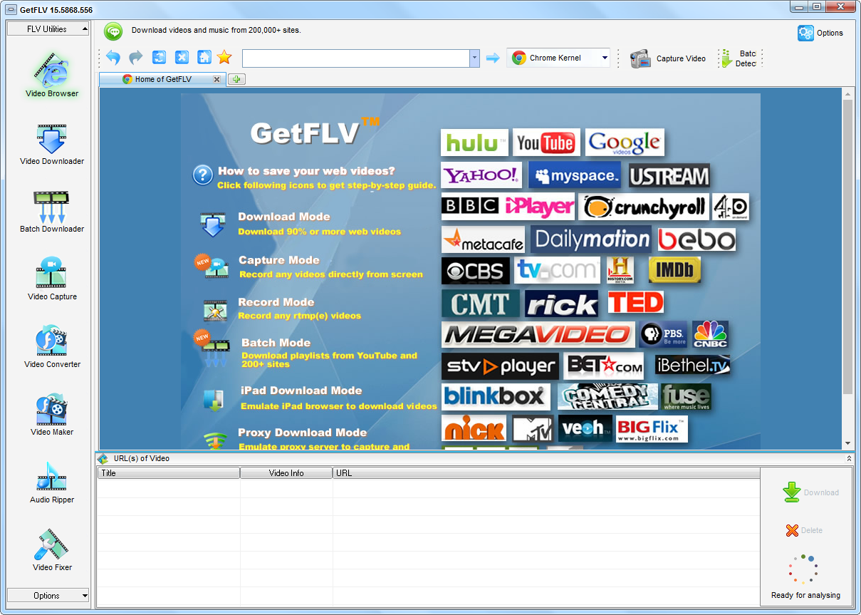 GetFLV v15.5868【FLV视频下载转换器】英文破解版下载安装图文教程、破解注册方法