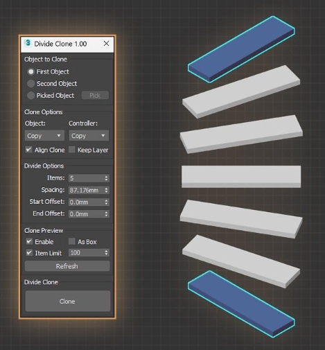 Divide Clone v1.0 for 3dmax 2016-2025(3DS MAX模型过渡克隆插件下载)免费版