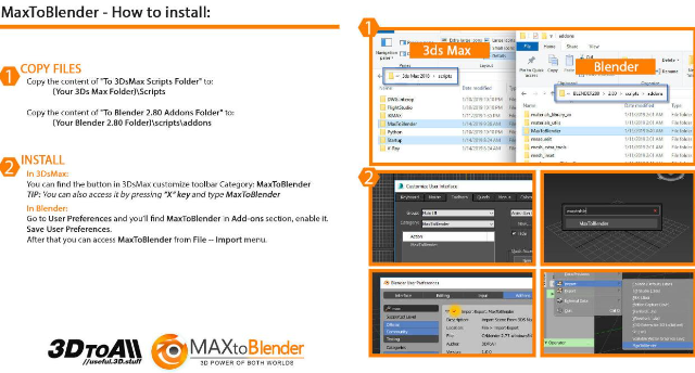 【3DMAX插件】3DS MAX模型场景导入Blender插件 3DtoAll MaxToBlender V3.3 For 3DS MAX 2015-2023