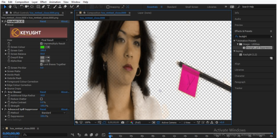 ae keylight怎么用?ae keylight抠像教程