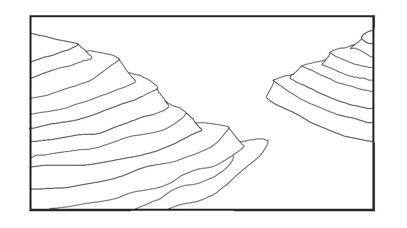 线条不需要太笔直,弯曲一些更显层次感),形成一层层的梯田